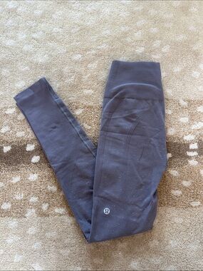 LULULEMON Gray Speckled High Rise Thick Cotton Knit Yoga Leggings Cold Weather